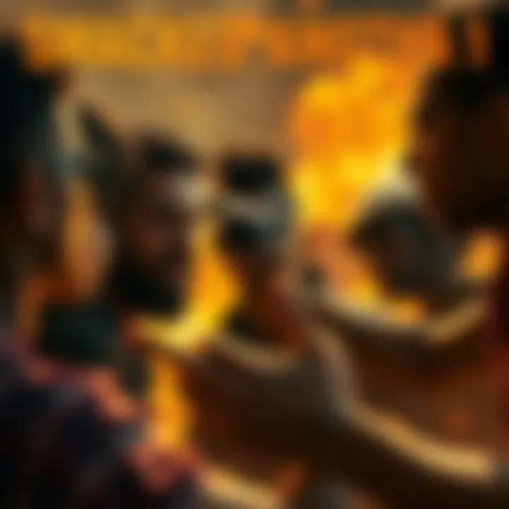 A thrilling moment featuring key characters in action, showcasing intense emotions and dramatic expressions.