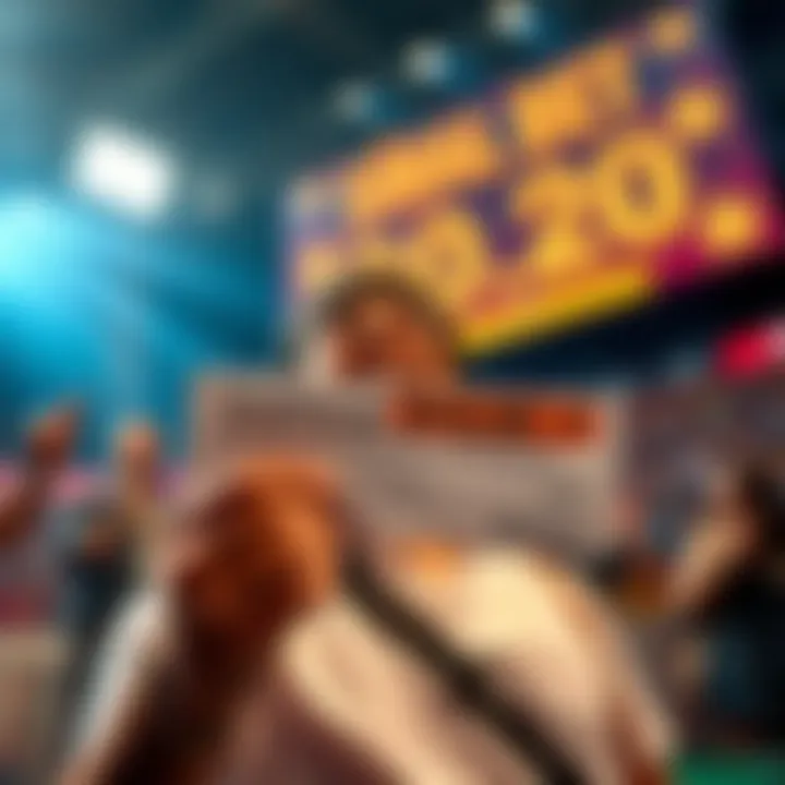A person celebrating with a ticket showing a small bet of R$0,20 and a giant prize notification in the background.