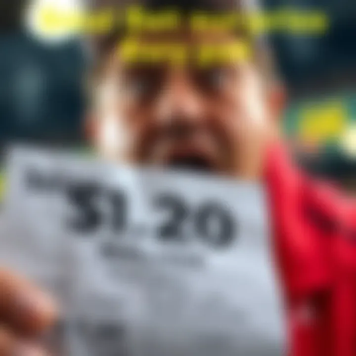 A close-up of a betting slip showing a $0.20 wager with a surprised expression on a person's face in the background.