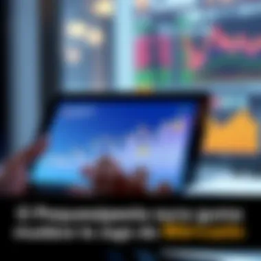 Small investment changing market A person analyzing stock market data on a tablet, showing a graph with upward trends and dollar signs, symbolizing a successful investment.