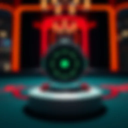 Smart Dealer Button for Poker A close-up of a smart dealer button on a poker table, showcasing its sleek design and modern technology