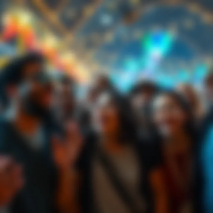 A group of people smiling and celebrating together, expressing joy at a moment of happiness and conclusion.