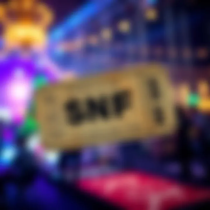 A ticket for the SNF SGP event with a festive background