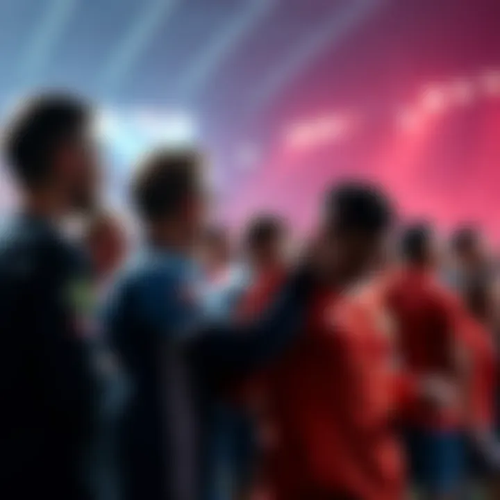 Fans discussing the controversial 28-28 soccer game result and referee decisions