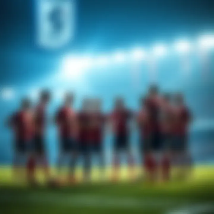 A group of soccer players discussing tactics on the field to avoid narrow losses in games.