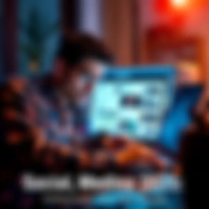 A person analyzing social media posts on a laptop, looking concerned about misinformation.