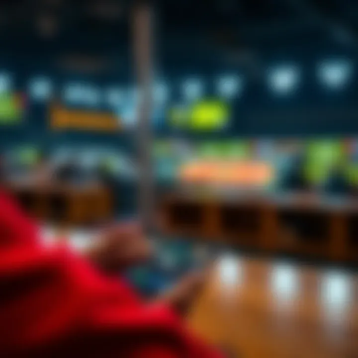 A person using a smartphone to place bets on sports events with various betting apps displayed on the screen