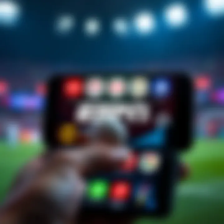 A smartphone showing various sports app icons and statistics on the screen, indicating faster performance compared to ESPN.