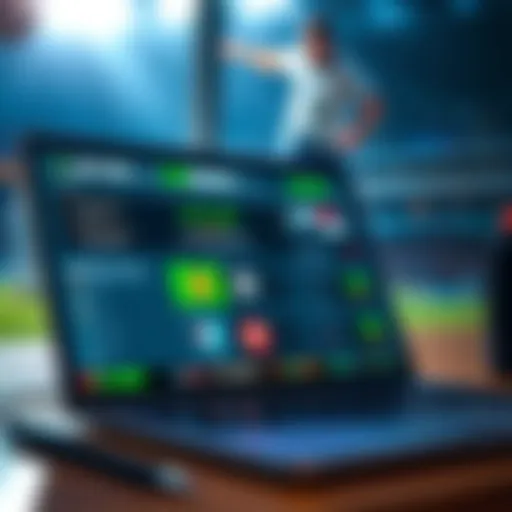 Various sports betting platforms and options displayed on a laptop screen.