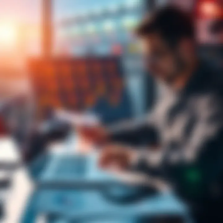 A sports analyst examining betting options on a laptop with charts and notes around