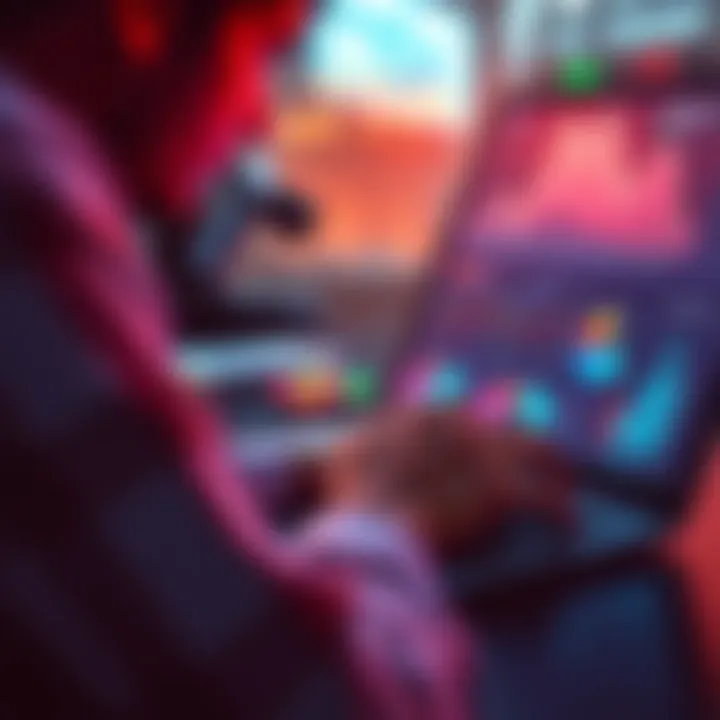 A person analyzing sports betting data on a laptop with graphs and charts on the screen