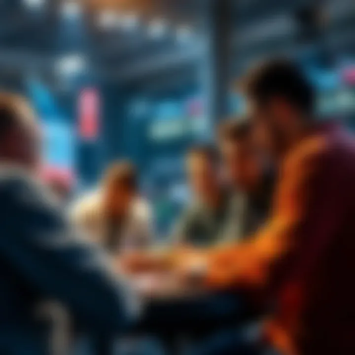 Sports Betting Discussion People engaging in a lively discussion about sports betting strategies and picks