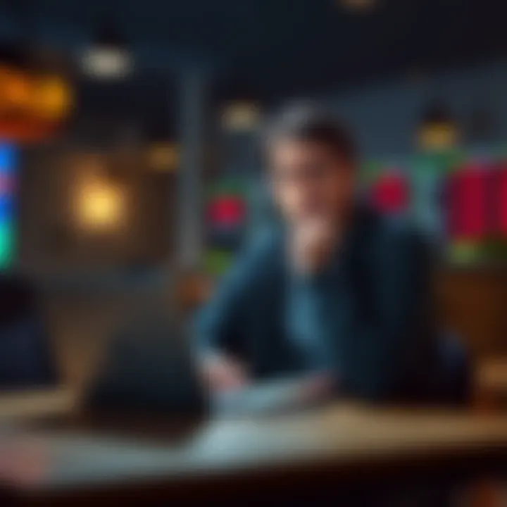 A concerned bettor sitting at a table looking at sports betting odds on a laptop, questioning the integrity of the results.