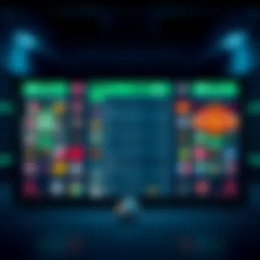 Sports Betting Picks A collage of sports icons and betting odds displayed on a digital screen, showcasing various teams and scores.