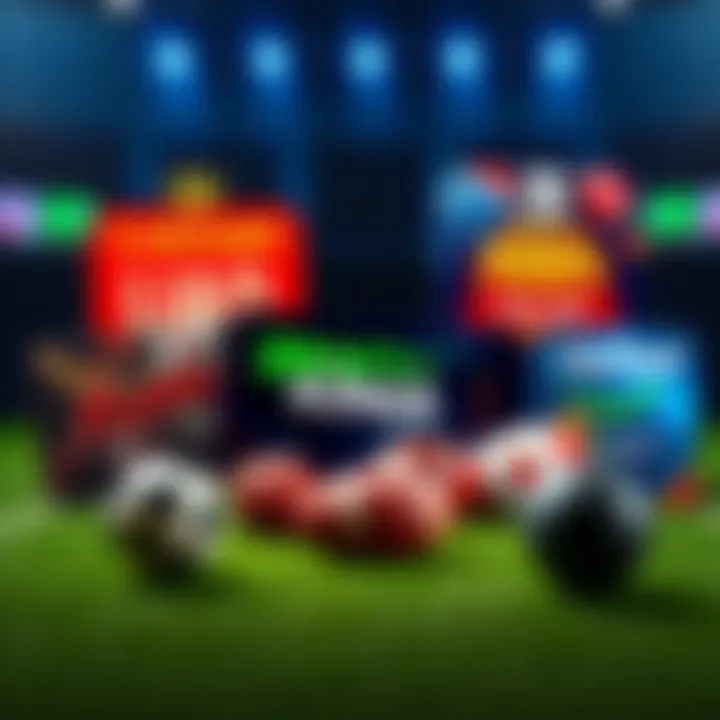 An assortment of sports betting promotions from different platforms like Caesars, DraftKings, and FanDuel with vibrant graphics and offers highlighted.