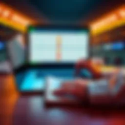 A person analyzing sports betting options on a laptop with a notebook and pen, focusing on two leg parlay bets