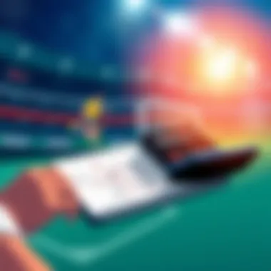 Illustration showing a person analyzing four sports events with a notebook and calculator, focusing on strategic betting decisions.