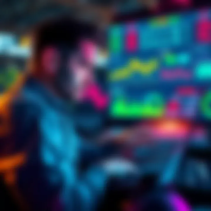 A sports bettor analyzing data on a laptop, showcasing charts and statistics related to betting performance.