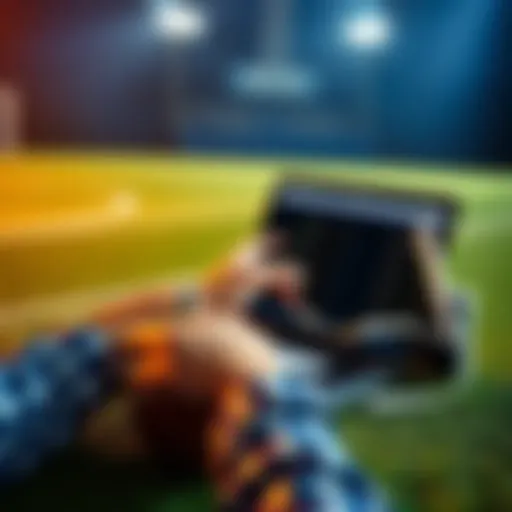 A person analyzing sports betting odds on a laptop with notes and a football nearby