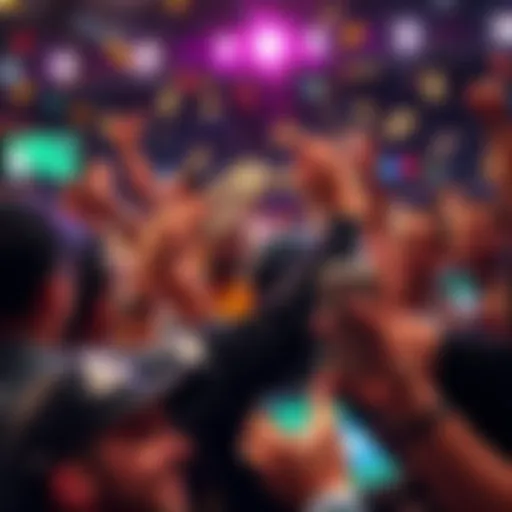 Exciting sports betting wins A scene of people celebrating sports betting wins with excitement, displaying cash and phones with betting apps for UFC, boxing, and NBA.