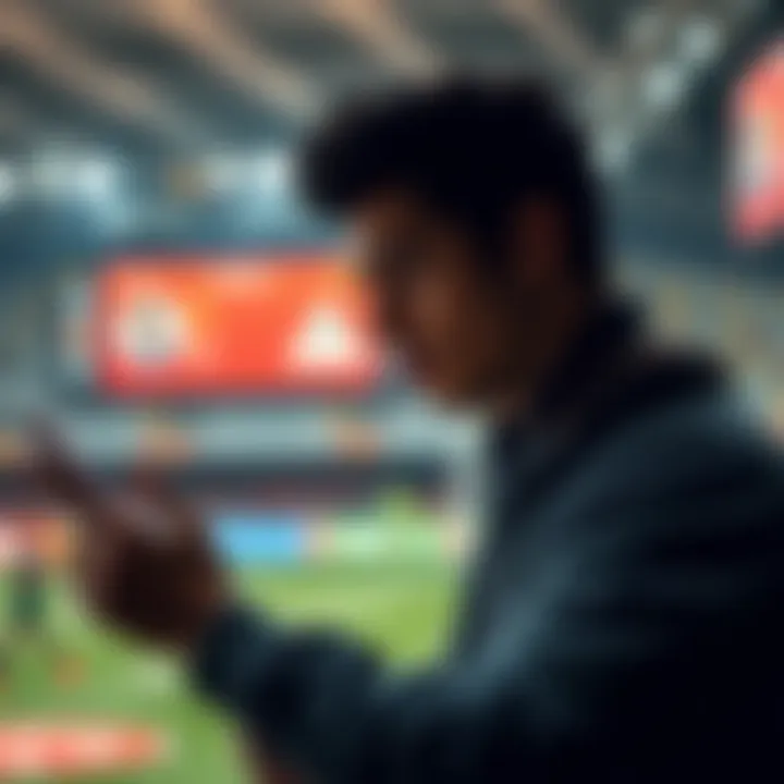 Sports Influencer Warning A concerned person looking at a tablet with sports betting apps and influencer posts on the screen, emphasizing caution in sports betting decisions.