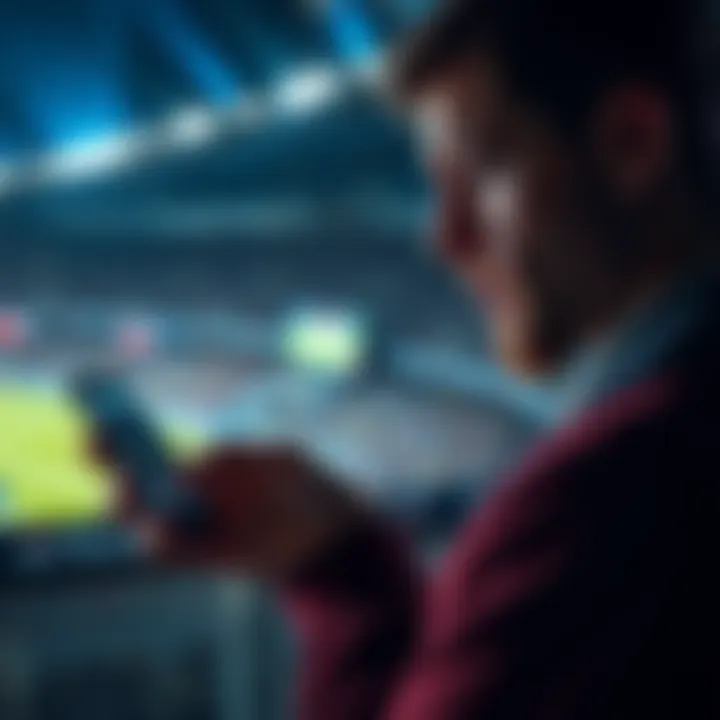 Spurs Betting Help A person looking at a betting site with a concerned expression, showing their smartphone with betting odds on screen, symbolic of seeking assistance for betting issues.