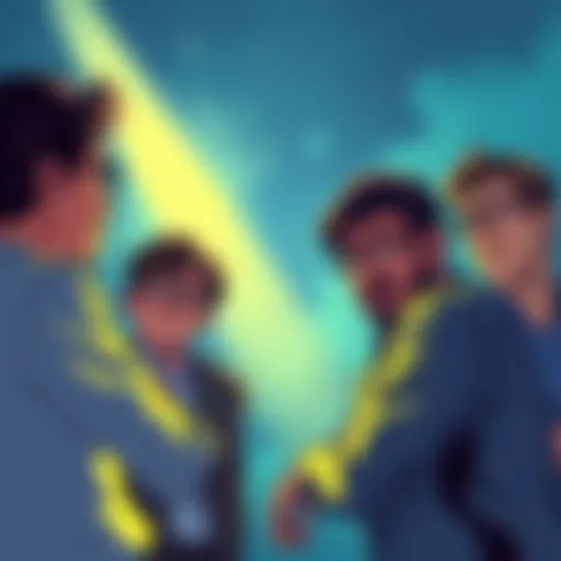 A digital illustration showing a frustrated group of stakeholders discussing the launch of Stake Perú before the .com domain, highlighting tensions in the Ethereum market.