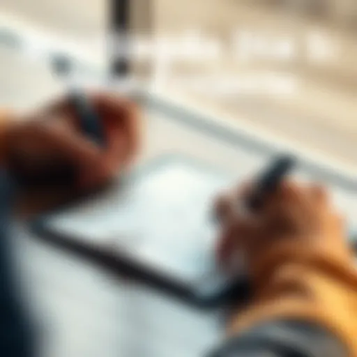 A person writing goals and strategies on a notepad, symbolizing the beginning of a new project.