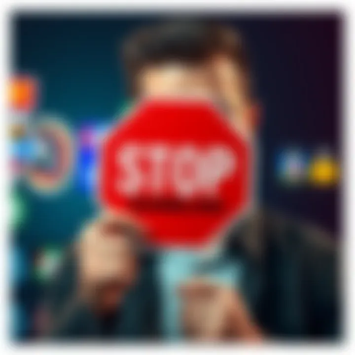 A person holding a stop sign with a thoughtful expression, symbolizing the decision to quit gambling.