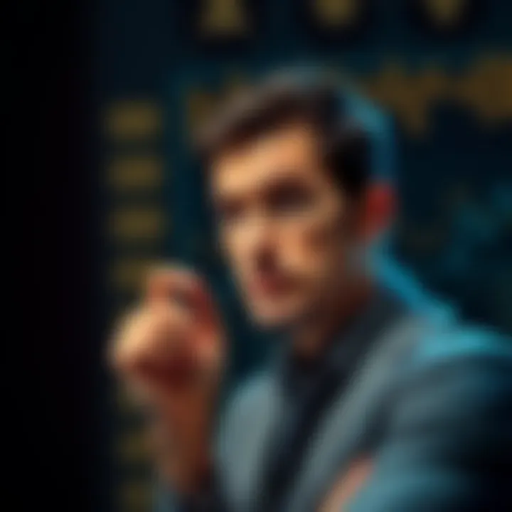 A person considering a financial investment, weighing risks and rewards with a thoughtful expression.