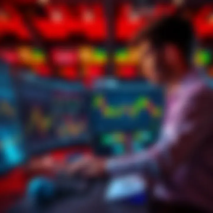 A person analyzing betting strategies on a computer, focusing on safer fight options with graphs and charts in the background.