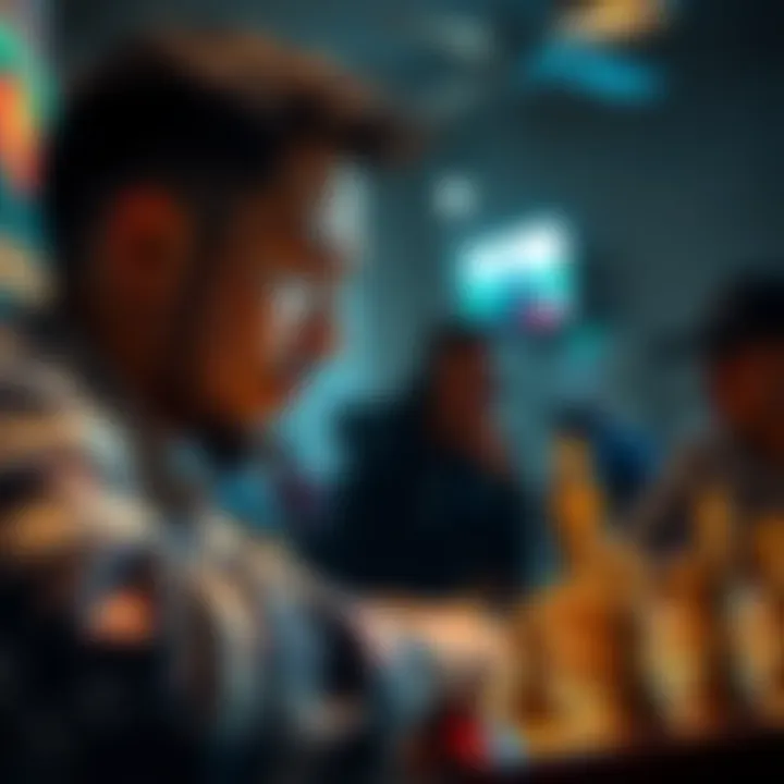 A player contemplating a game strategy, focusing on Donking moves in a board game setting.