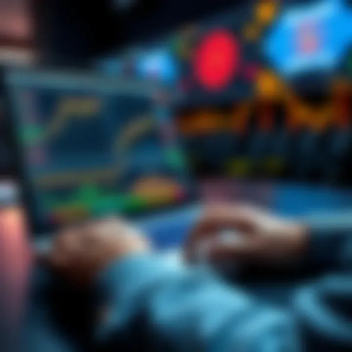 A person analyzing betting strategies on a laptop with charts and statistics displayed on the screen.