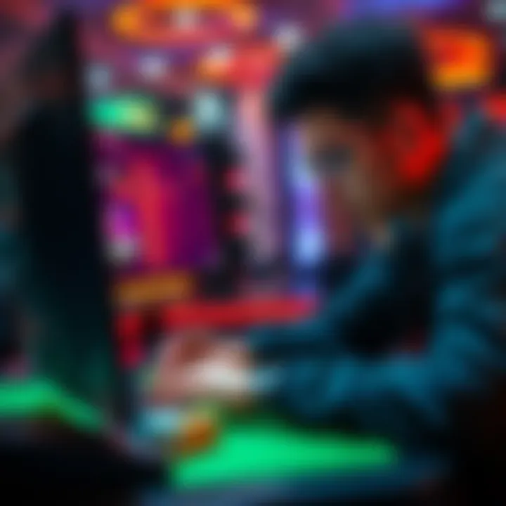 Strategy in Rush n Cash A person focused on a computer screen, analyzing poker hands in an online leaderboard game.