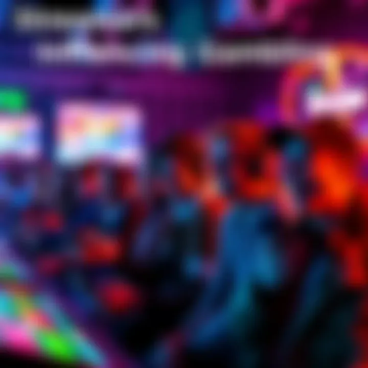 A group of people watching a gambling stream on their devices, with excitement and anticipation on their faces.