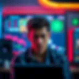 A worried individual staring at a computer screen showing crash gambling, symbolizing emotional distress from impulsive gambling behavior