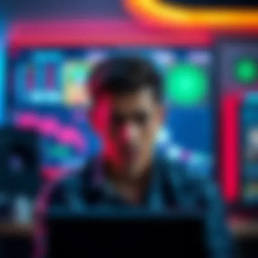 A worried individual staring at a computer screen showing crash gambling, symbolizing emotional distress from impulsive gambling behavior