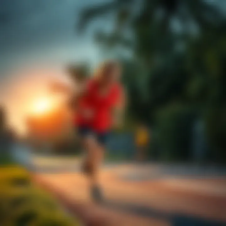 A person showing frustration while running on a path, looking tired and concerned about their performance.