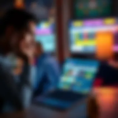 A person looking worried while sitting at a desk with a laptop open, showing gambling websites on the screen, representing the challenges of online gambling.