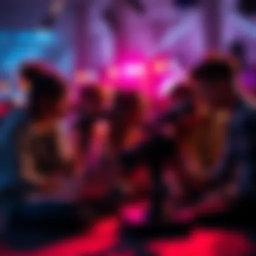 Students engaging in live-streaming A group of university students setting up equipment to live-stream an event with cameras and laptops