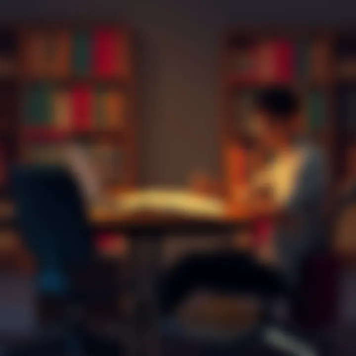 A person sitting at a desk surrounded by books and a laptop, reflecting the idea of studying hard, similar to a lawyer's dedication.
