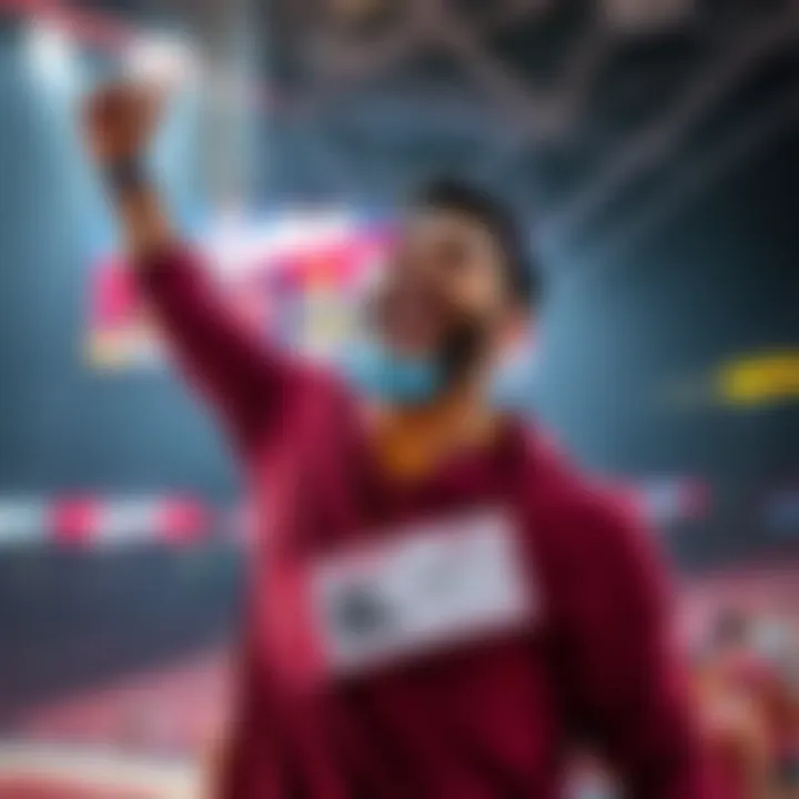 A person celebrating a winning sports bet while watching a Cavaliers game, with a ticket showing a dollar wager and a scoreboard in the background