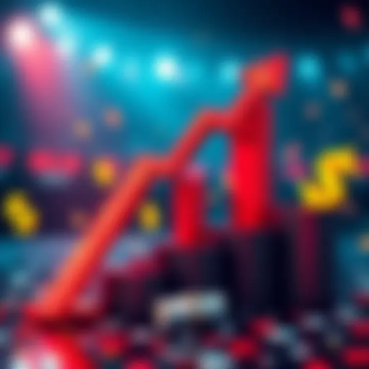 A visual representation of successful betting with growth arrows and dollar signs, symbolizing increased sales and discipline in betting.