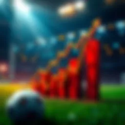 Successful betting strategy Visual representation of successful football betting with rising graph and football theme