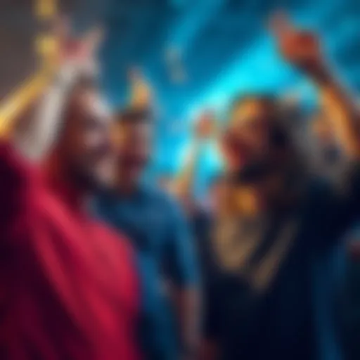 People celebrating financial success during a crisis