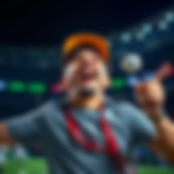 A happy bettor celebrating a winning streak with three successful parlay bets, showing enthusiasm for sports gambling.