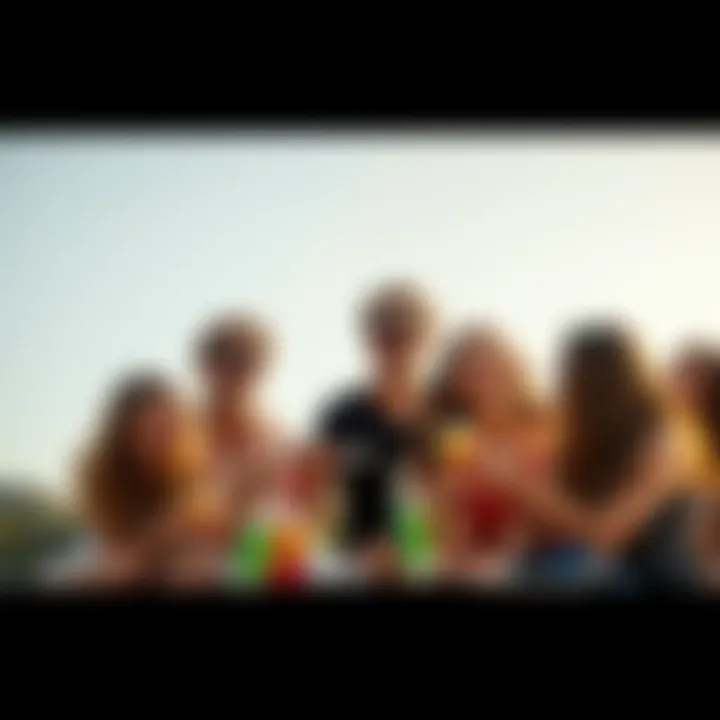 A group of friends laughing and having fun outdoors on a sunny Sunday, celebrating life with activities like picnicking and playing games.