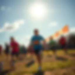 People running under the sun during a two-week bonus race competition, enjoying the outdoors and competing for prizes.