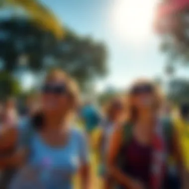A bright sunny day with individuals smiling and enjoying outdoor activities in a park