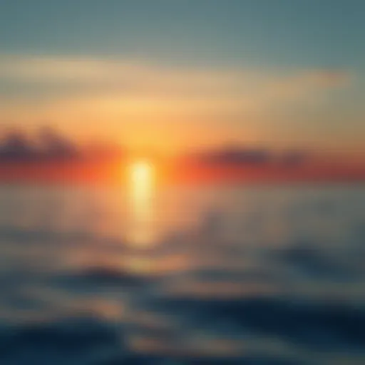 A peaceful sunrise over a calm sea, representing the end of a journey and the start of a new one